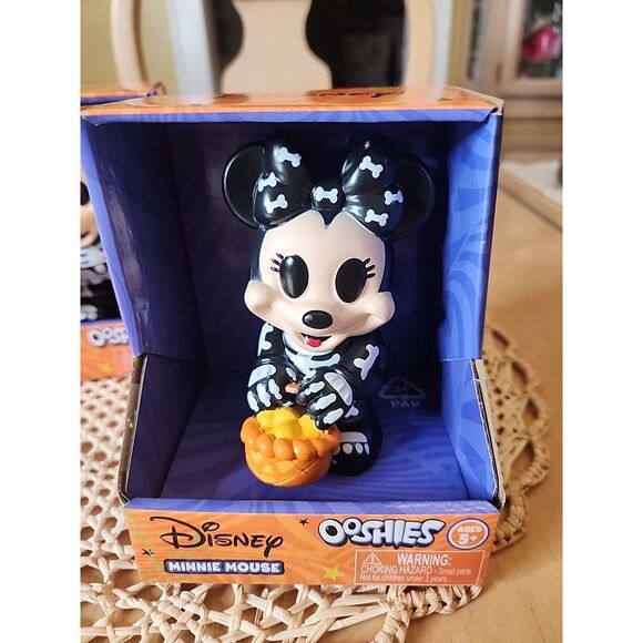 Disney Mickey Minnie Mouse Skeleton 4" Ooshies Figure Set Halloween Collectibles - Picture 2 of 5